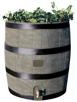 Round Rain Barrel With Planter, 35 Gallons -Garden Supplies 8612856BK 08V tif